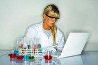 Lab student at computer